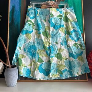Y2K Floral A-Line Skirt - Blue and Green
